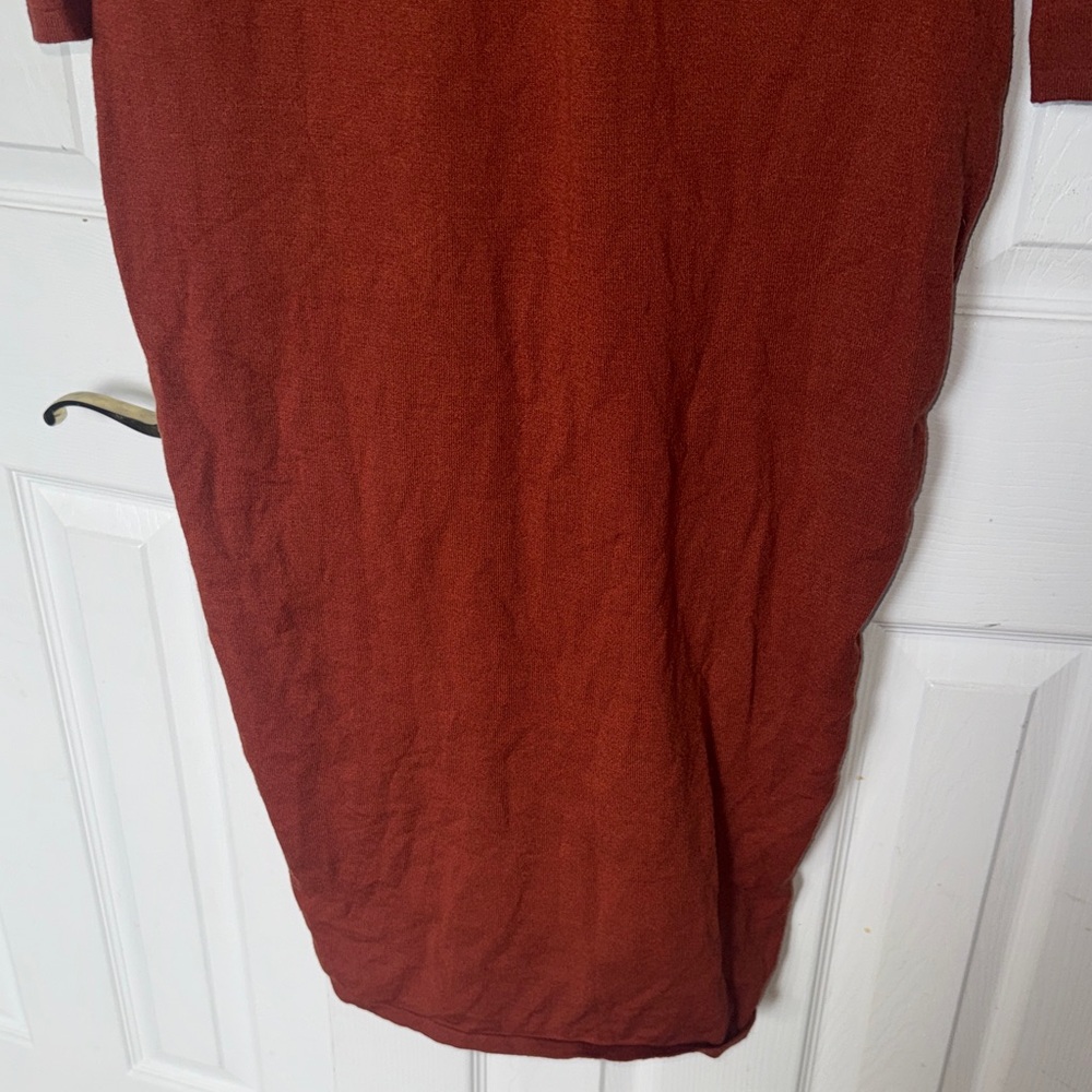 Bar III Rust Long Sleeve Wrap Midi Dress - Picture 5 of 8